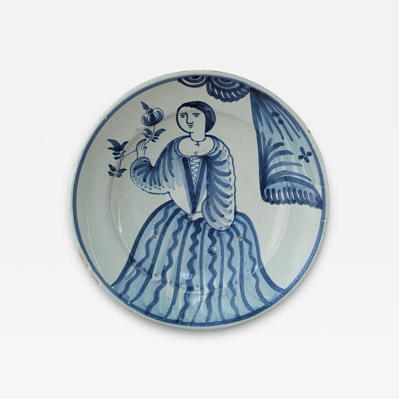 Elizabeth I of England Delftware Charger Holland circa 17th century