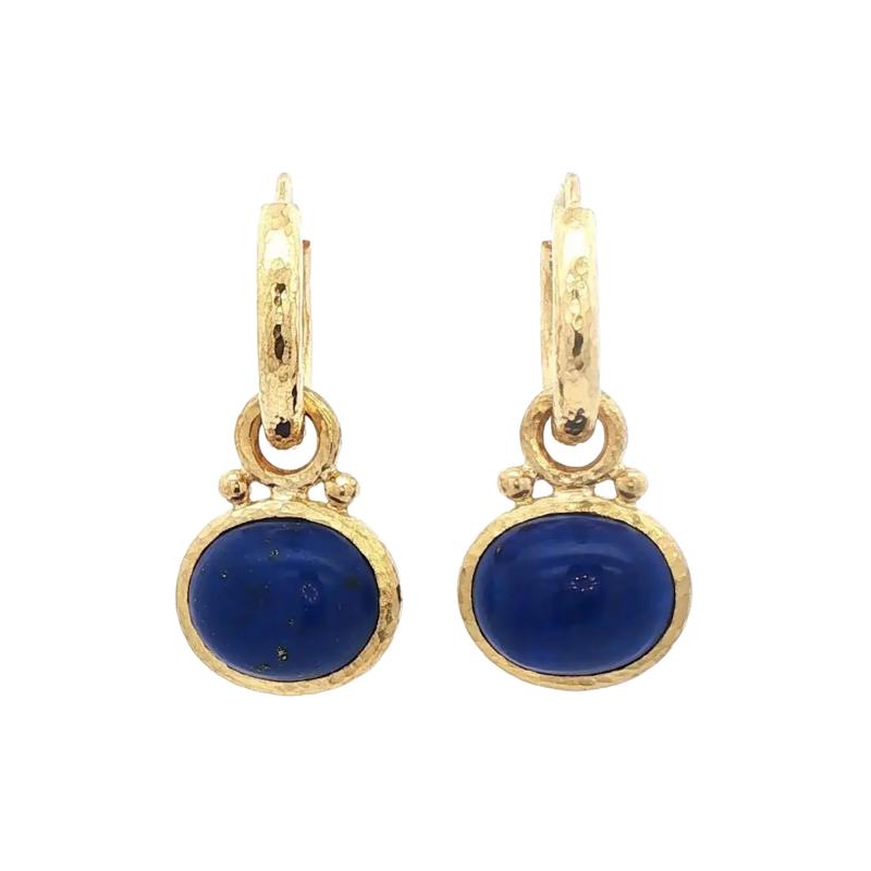 Elizabeth Locke Elizabeth Locke Hoop Earrings with Lapis Charms