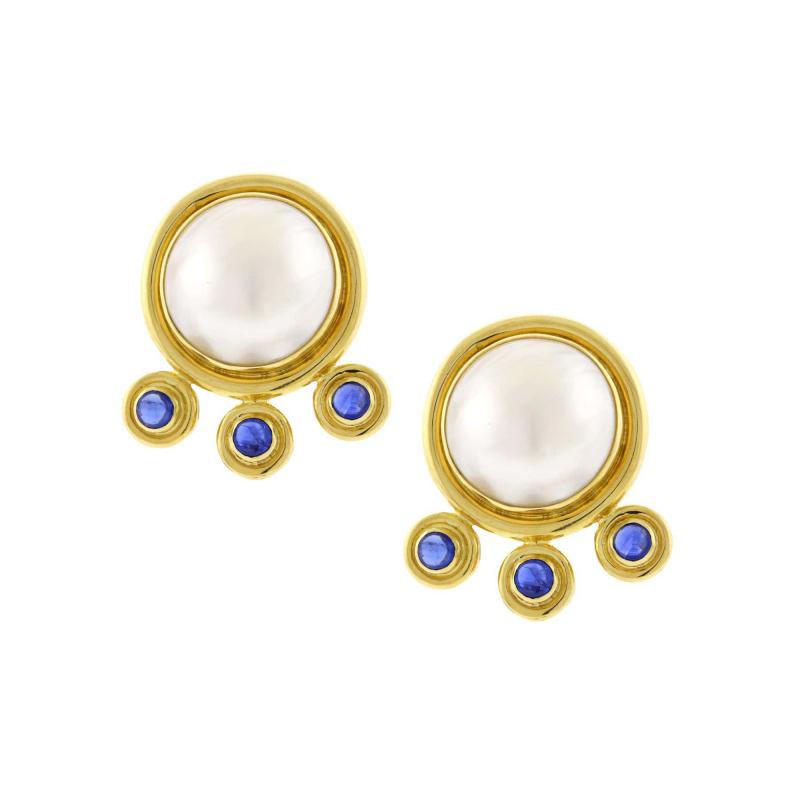 Elizabeth Locke Elizabeth Locke Mab Pearl Sapphire Earrings