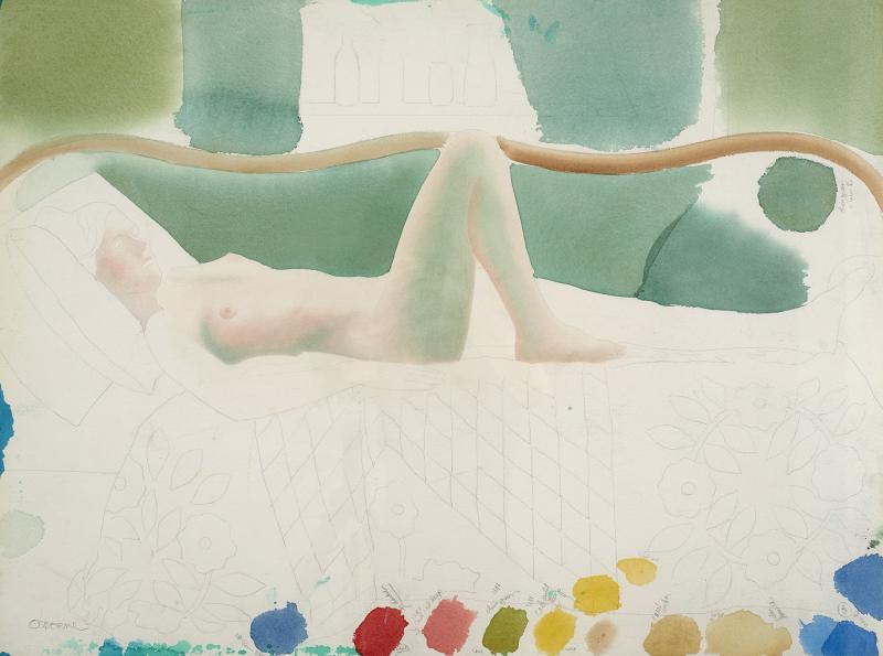 Elizabeth Osborne Reclining Nude and Palette