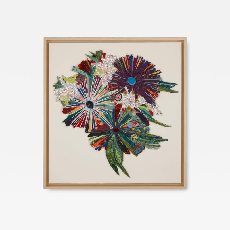 Elodie Blanchard Contemporary floral recycled textile panel by Elodie Blanchard