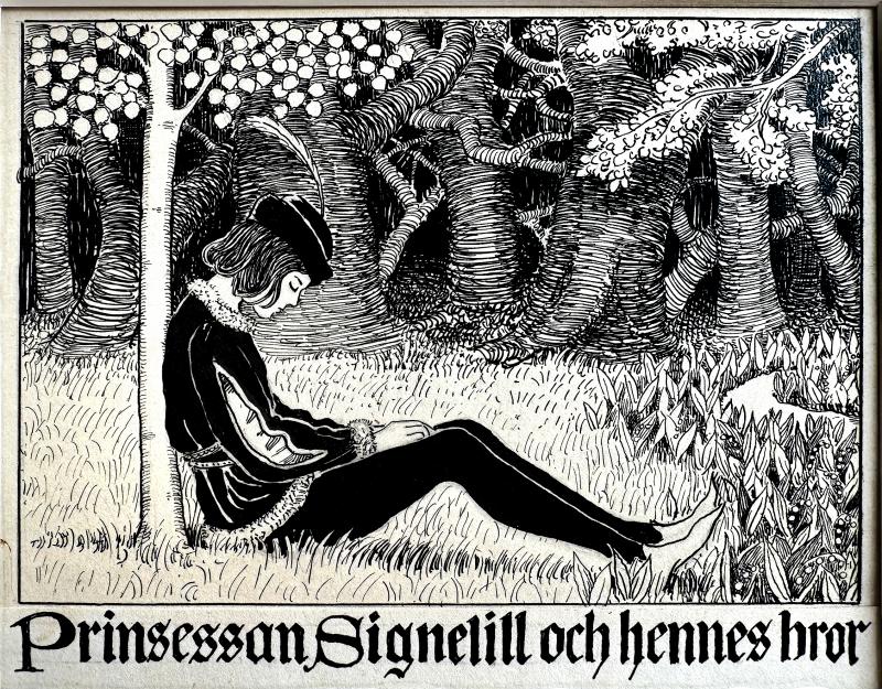 Elsa Beskow Fairy Tale Childrens Book Fantasy Illustration in Black and White