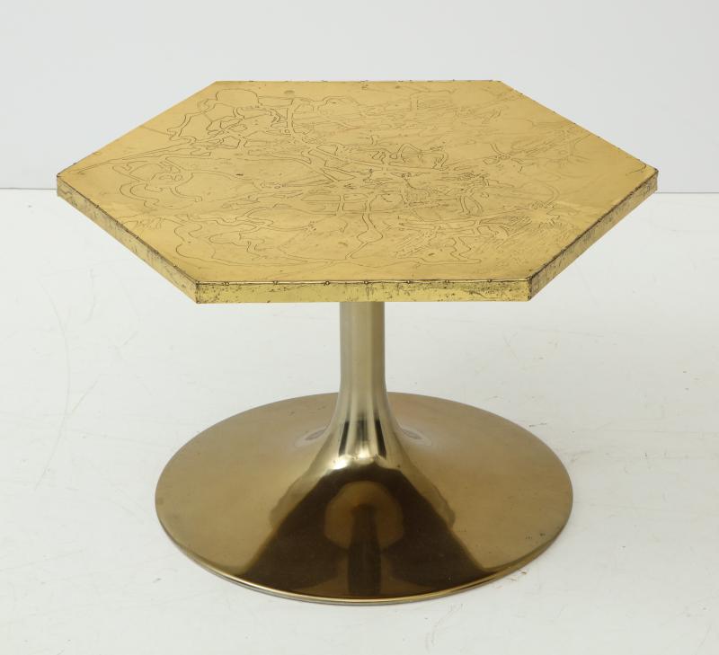Embossed brass side or coffee table