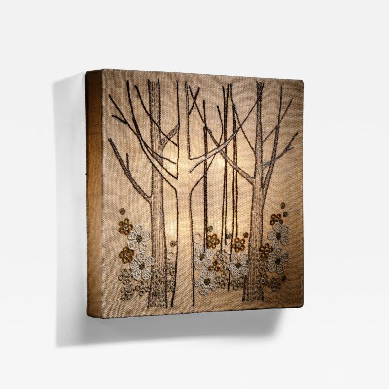 Embroidered fabric wall lamp