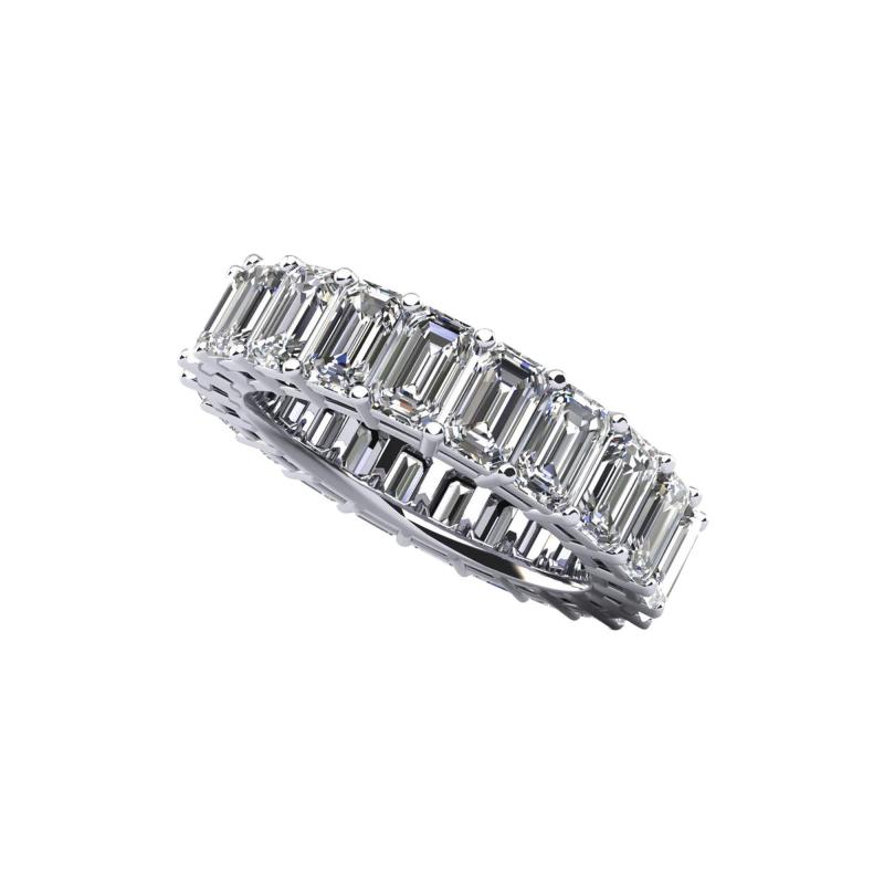 Emerald Cut Classic Diamond Eternity Ring White Gold 14K