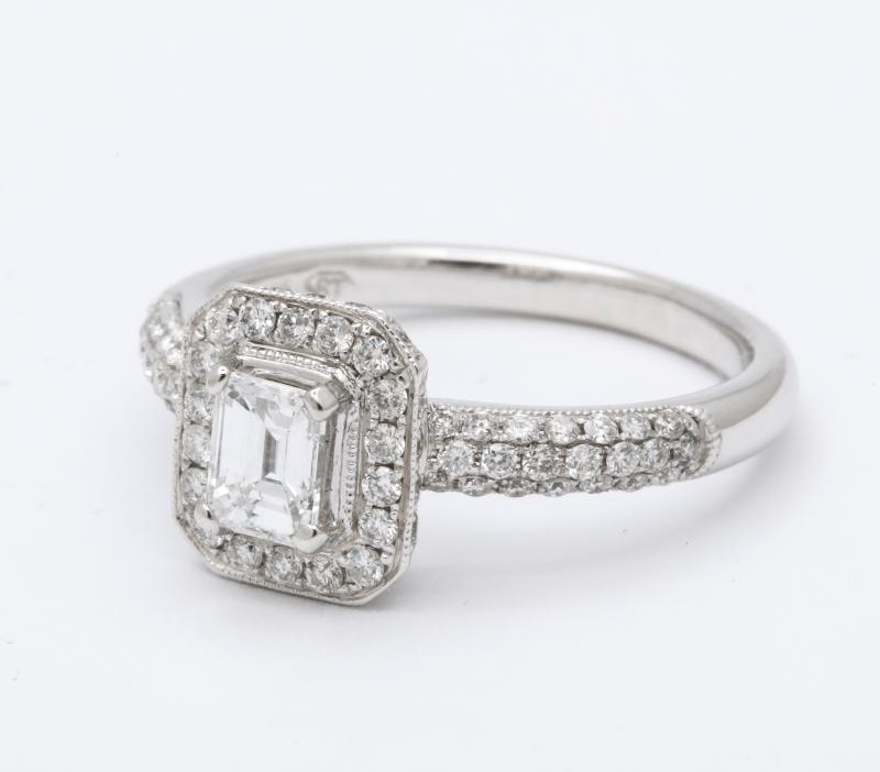 Emerald Cut Diamond Platinum Engagement Ring