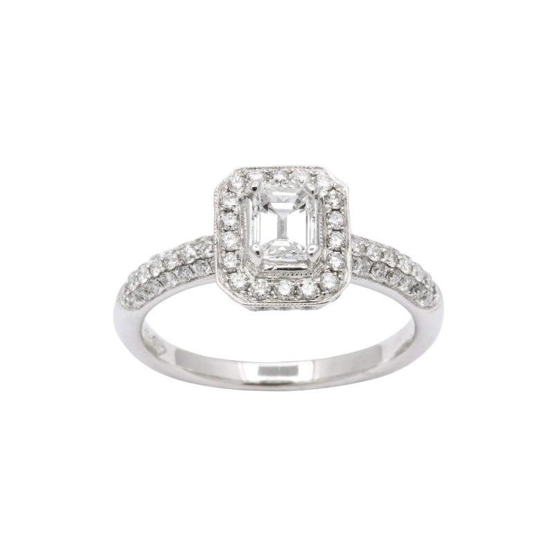 Emerald Cut Diamond Platinum Engagement Ring