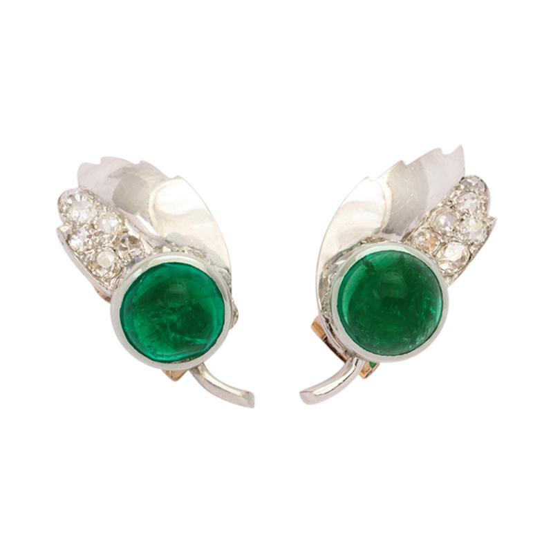 Emerald Diamond Earclips