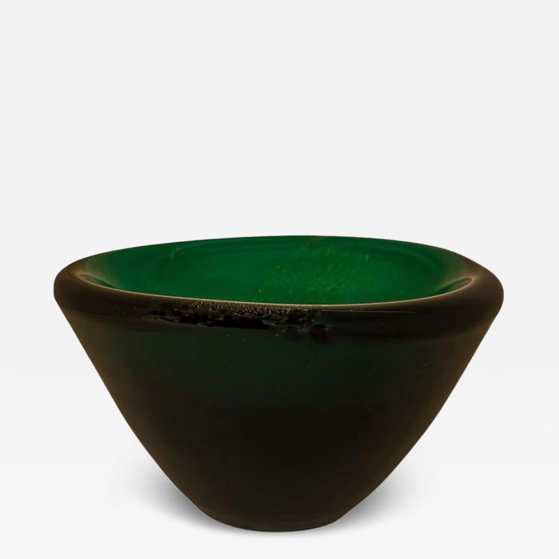 Emerald Green Murano Glass Bowl with Avvneturina