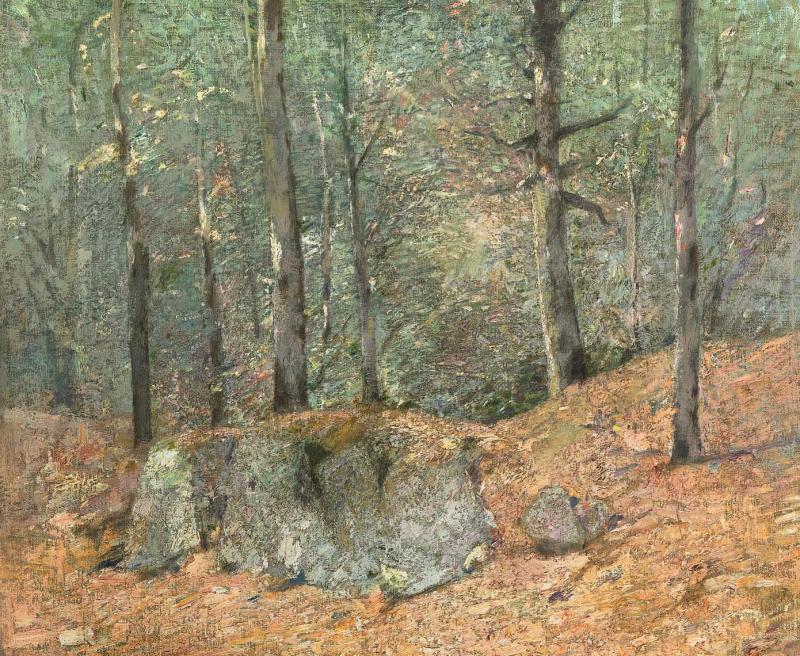 Emil Carlsen Monochromatic Delicate Impressionist Landscape A Forest Scene 