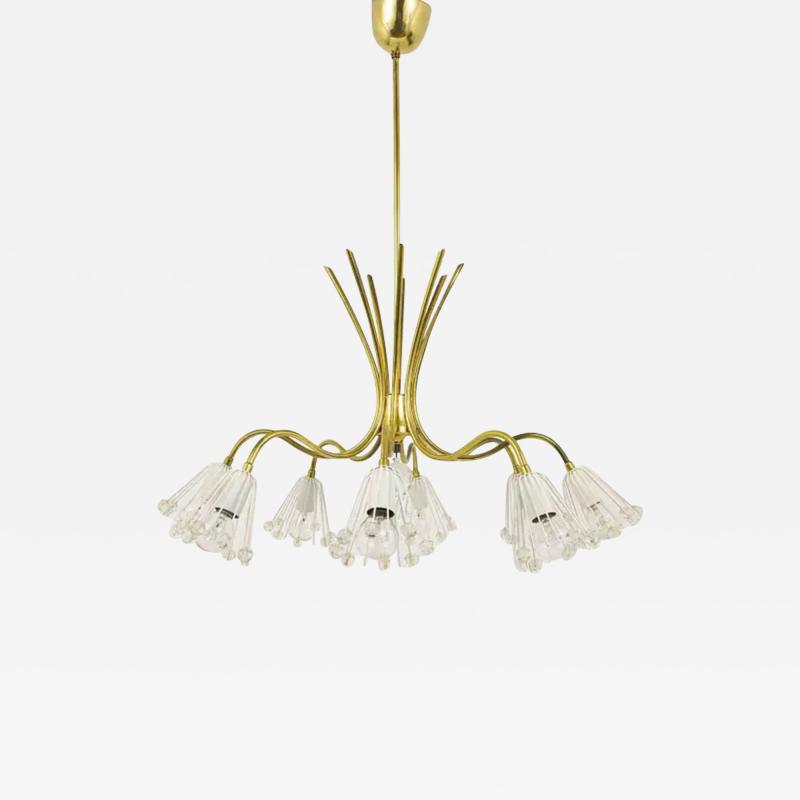 Emil Stejnar Floral Emil Stejnar Modernist Brass Chandelier Rupert Nikoll Austria 1950s