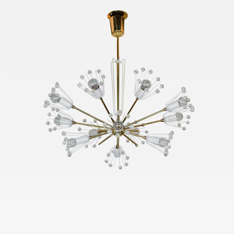 Emil Stejnar Floral Sputnik Chandelier in White Lacquer and Brass