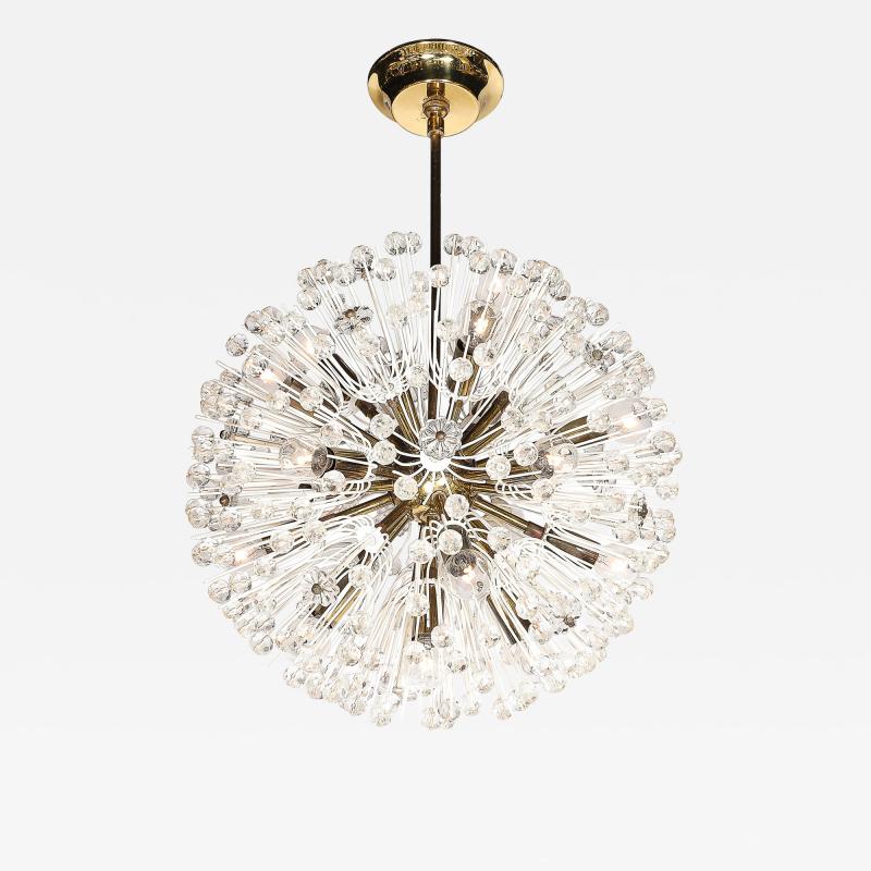 Emil Stejnar Mid Century Brass Crystal Sputnik Chandelier by Emil Stejnar for Rupert Nikoll