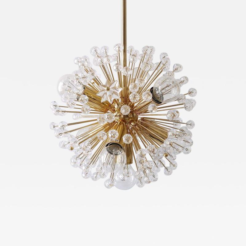 Emil Stejnar Two Emil Stejnar Gold Plated Blowball Sputnik Chandelier Austria 1970s