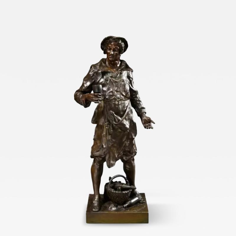 Emile Louis Picault Le Sommelier Bronze Sculpture France