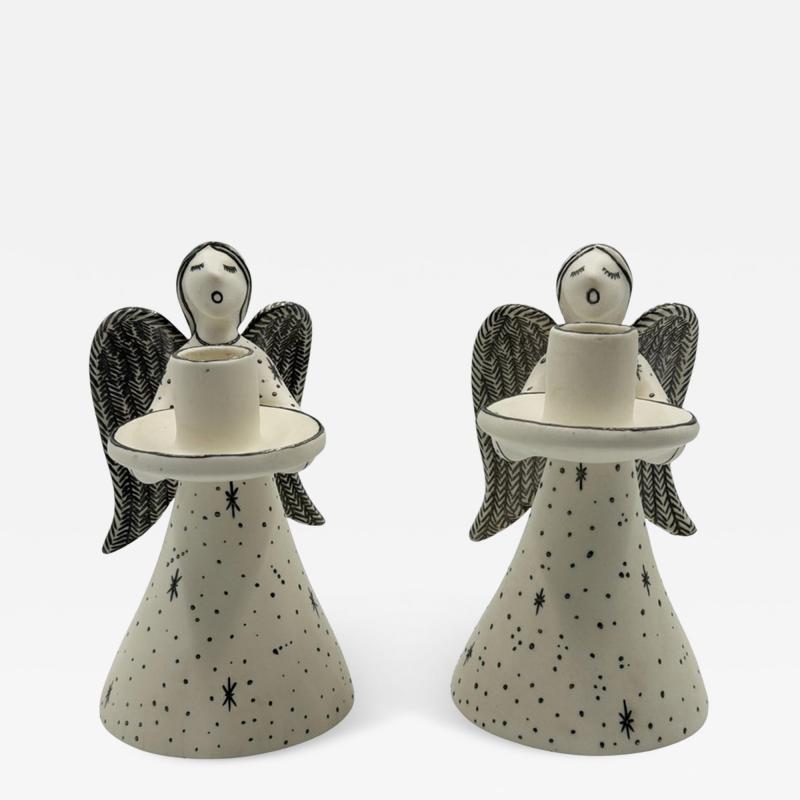 Emilia Castillo Emilia Castillo Angelical Silver Porcelain Candleholders Mexico 1996