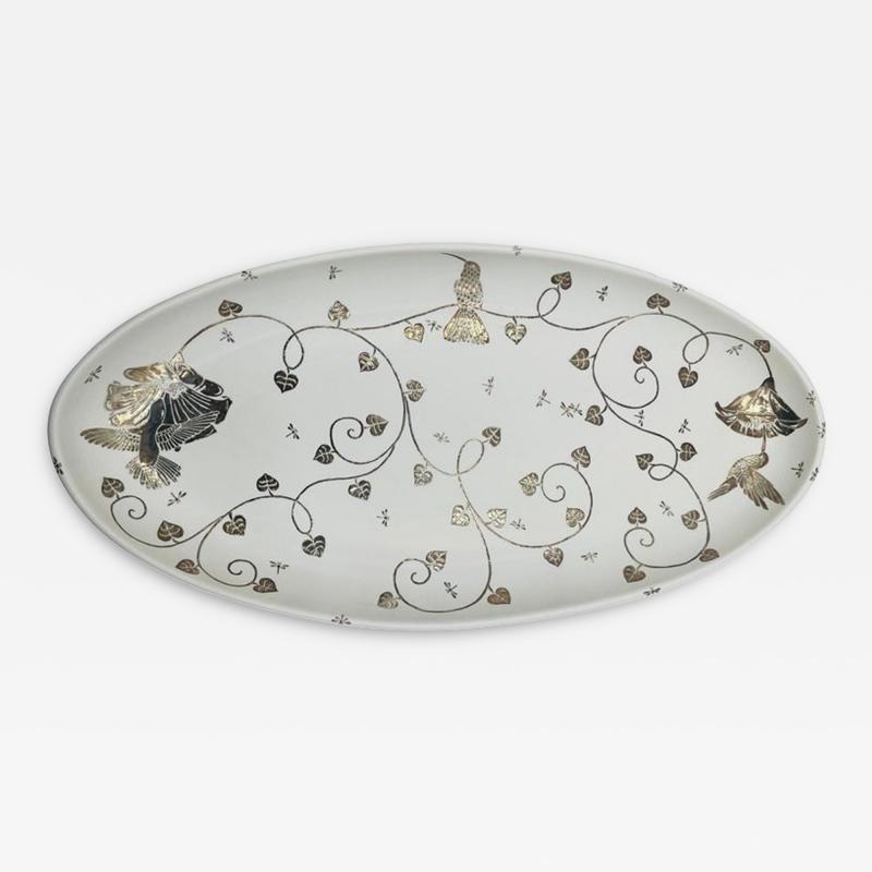 Emilia Castillo Emilia Castillo Extra Large Sterling Silver Porcelain Platter Signed Mexico