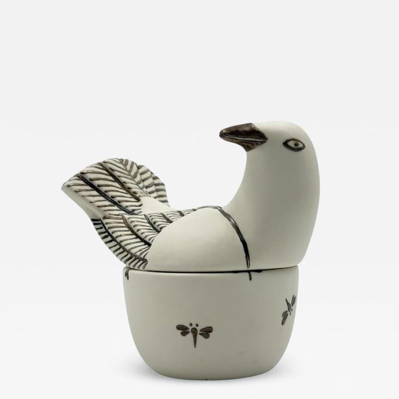 Emilia Castillo Emilia Castillo Taxco Porcelain Pure Silver Dove Jewelry Box Mexican Modern