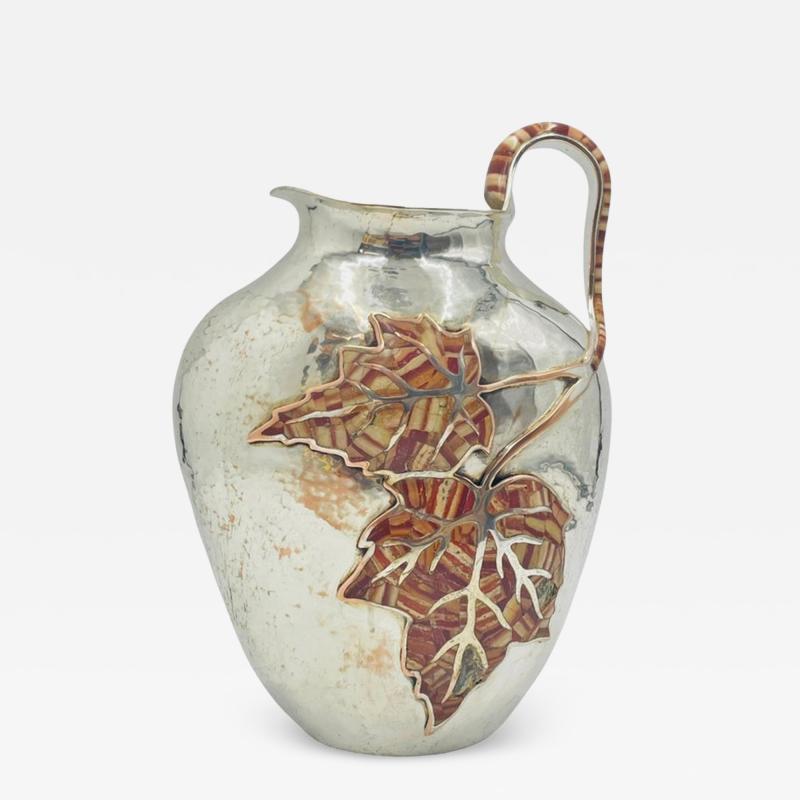 Emilia Castillo Large Emilia Castillo Water Pitcher With Natural Jasper Stone Inlay Signed