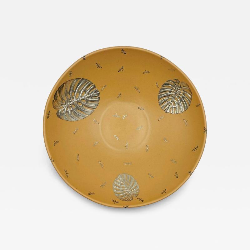 Emilia Castillo Large Porcelain Pure Silver Monstera Leaf Bowl Taxco Mexico