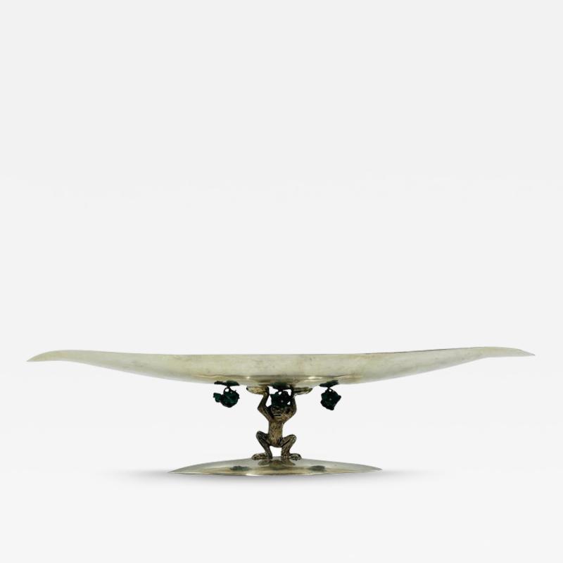 Emilia Castillo Sculptural Silver Turquoise Bowl by Emilia Castillo Mexico 1980s