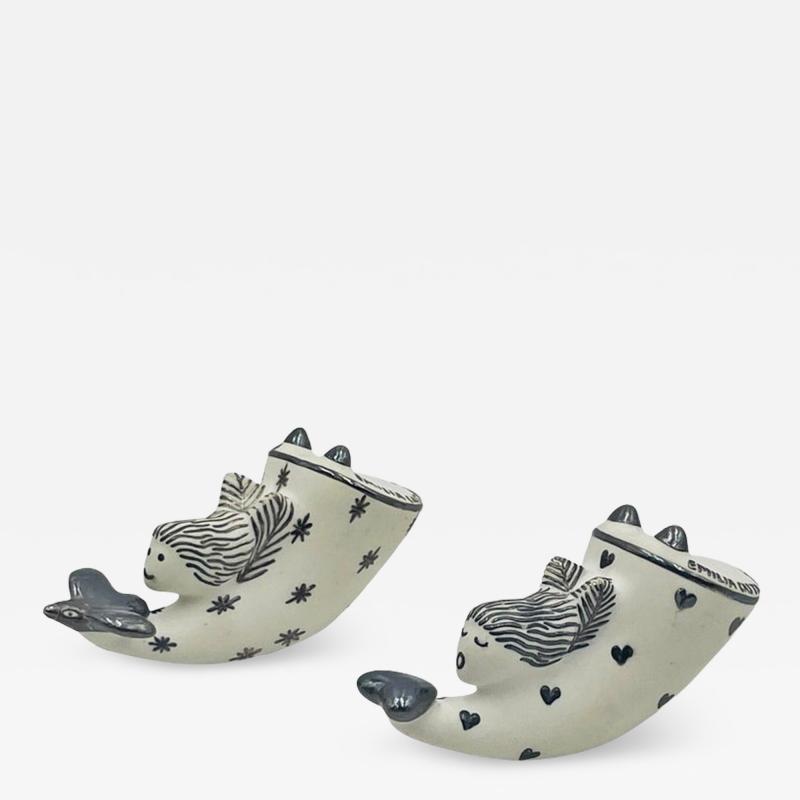 Emilia Castillo Whimsical Emilia Castillo Silver Porcelain Salt Pepper Shakers 1980s