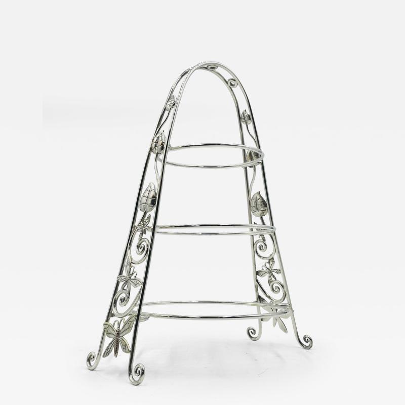 Emilia Castillo Whimsical Plate Holder Stand With Butterflies and Vines by Emilia Castillo