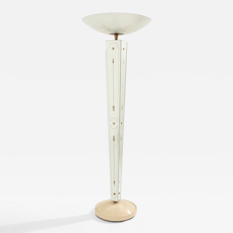 Emilio Lancia Emilio Lancia mirrored painted wood brass floor lamp 1940