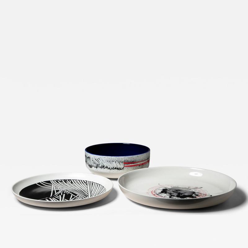 Emilio Scanavino Set of Three Ceramic Pieces by Emilio Scanavino for Cedit