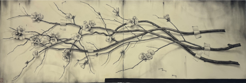 Emily Farish Quince Branch No 65 two panel 2025