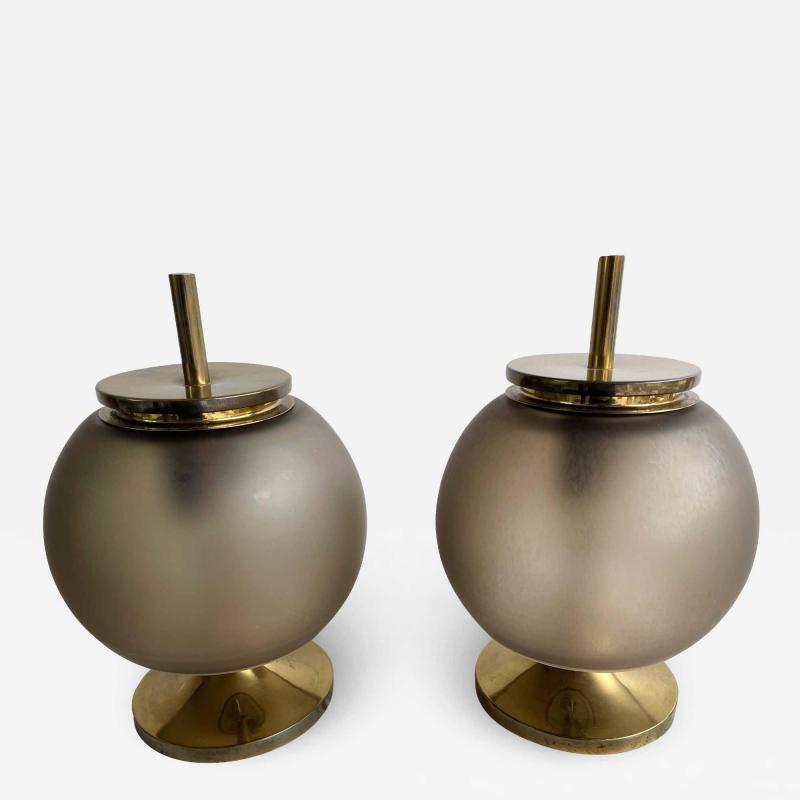 Emma Gismondi Schweinberger Mid Century Pair of Brass and Murano Glass Lamps by Artemide Italy 1960s