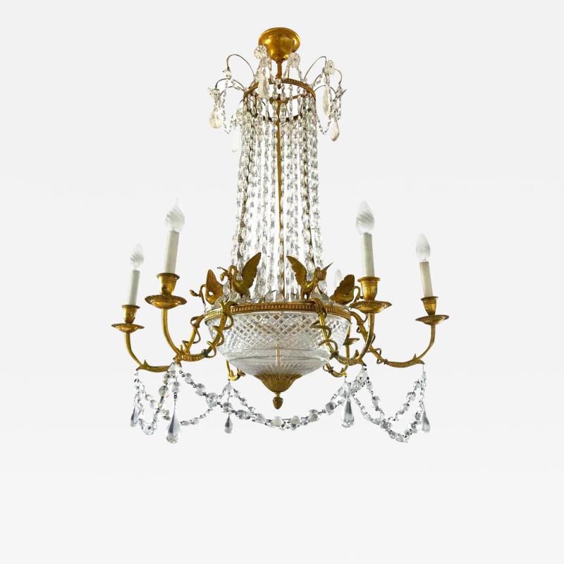 Empire Gilt Bronze and Cut Crystal Chandelier circa 1815