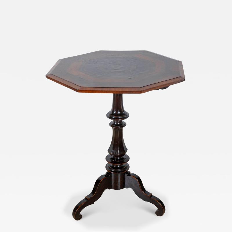 Empire Octagonal Sail Table in Walnut with Precious Wood Veneer Milan Early 19