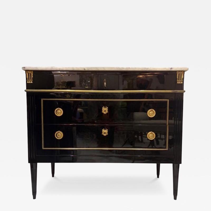 Empire Style Chest of Drawers Lacquered with White Marble 19th Century