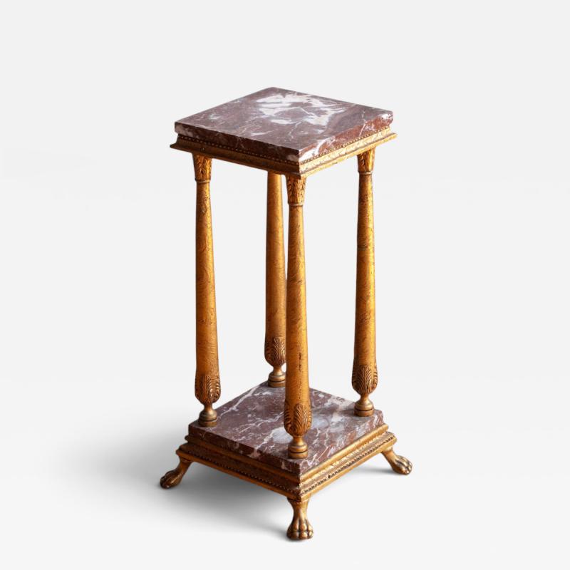 Empire Style Gilded Marble Pedestal 19th Century