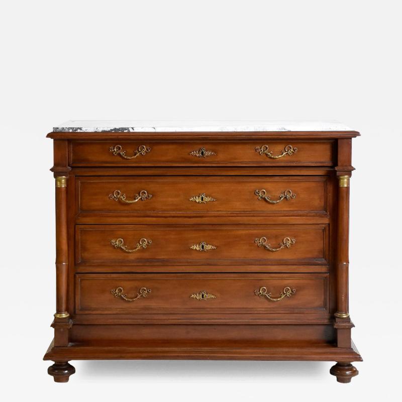 Empire chest of drawer with ormolu mahogany marble top c a 1860 s France 