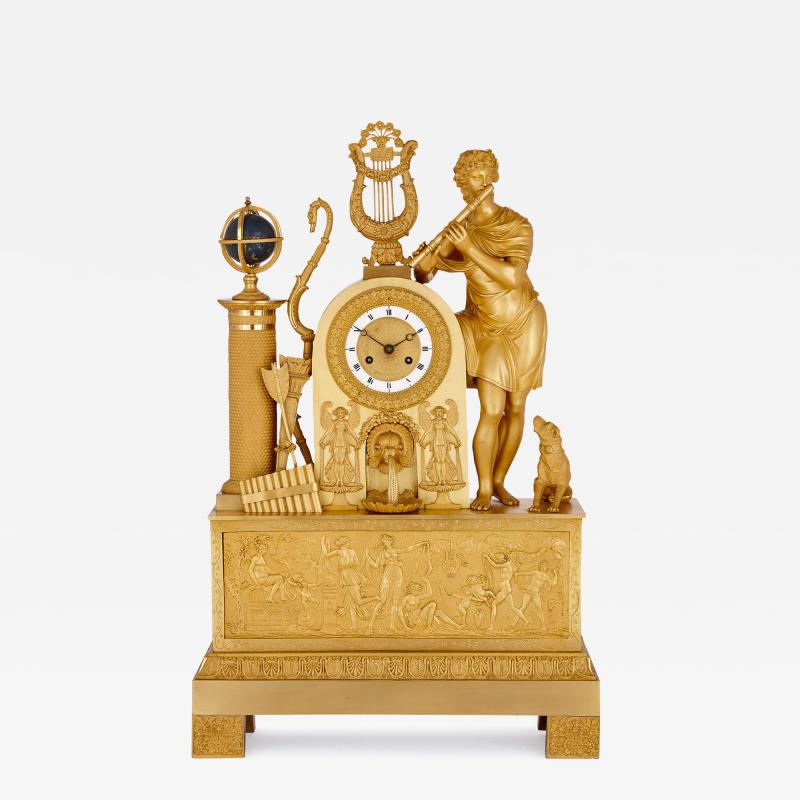 Empire period gilt bronze mantel clock