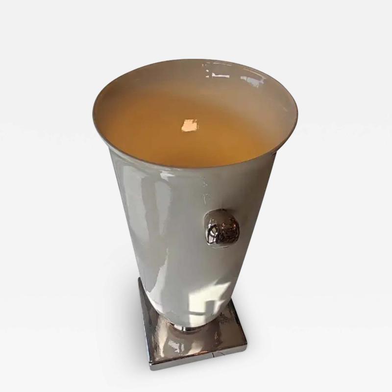 Enamelled ceramic light urn on pedestal circa 80