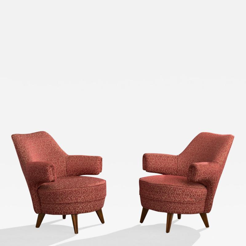 Englander Bonta Lounge Chairs with Wood and Fabric Argentina 1950s