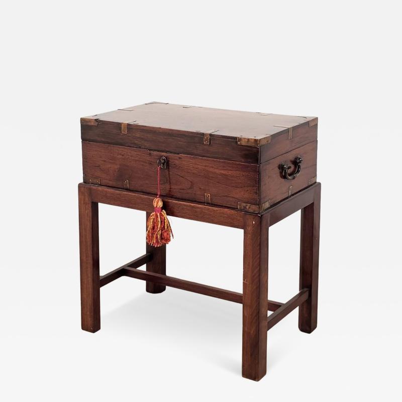 English 19th Century Brass Mounted Campaign Desk