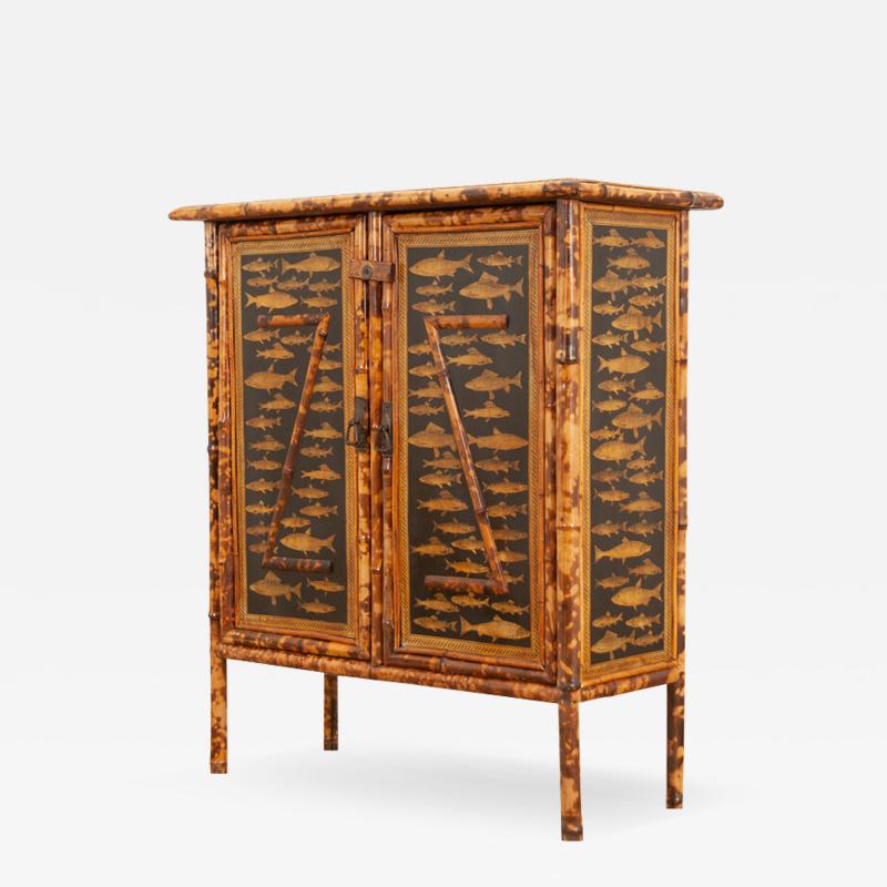 English 19th Century Decoupage Bamboo Chest