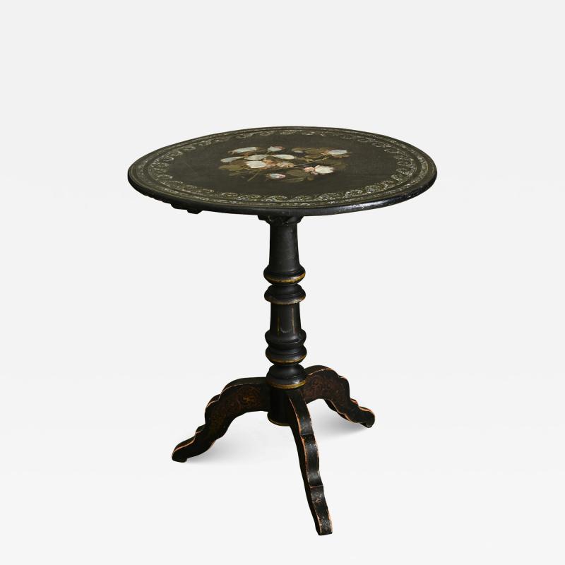 English 19th Century Ebonized Tilt top Tea Table