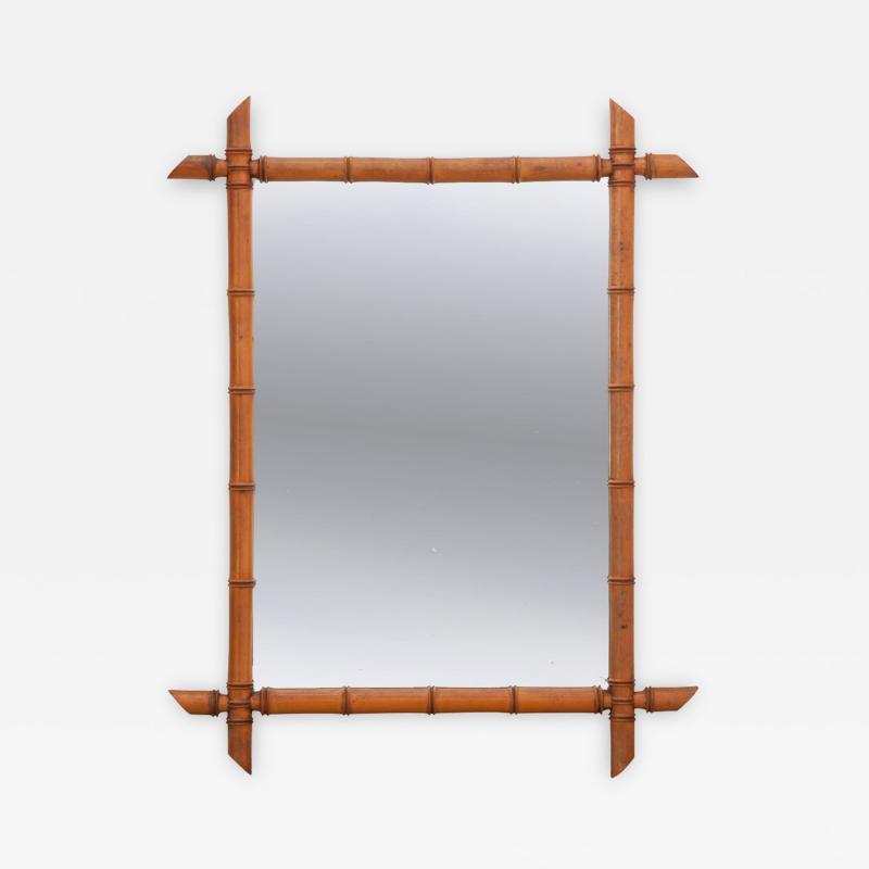 English 19th Century Faux Bamboo Pine Mirror