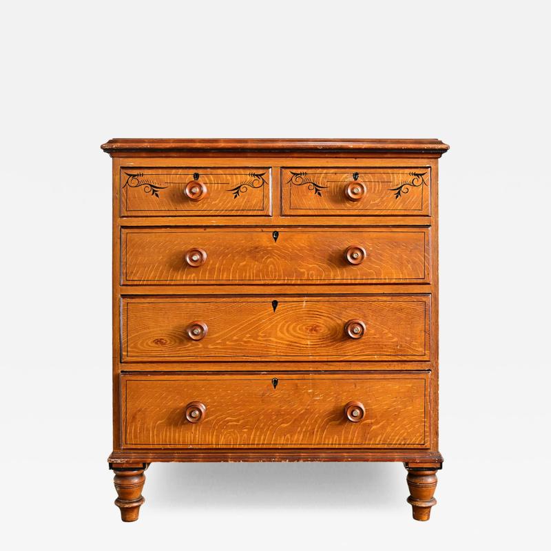 English 19th Century Faux Bois Painted Chest