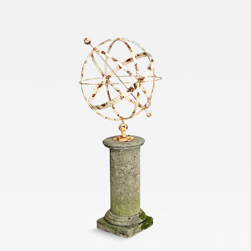 English 19th Century Garden Armillary Sphere on Column