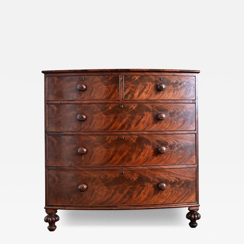 English 19th Century Mahogany Bowfront Chest of Drawers