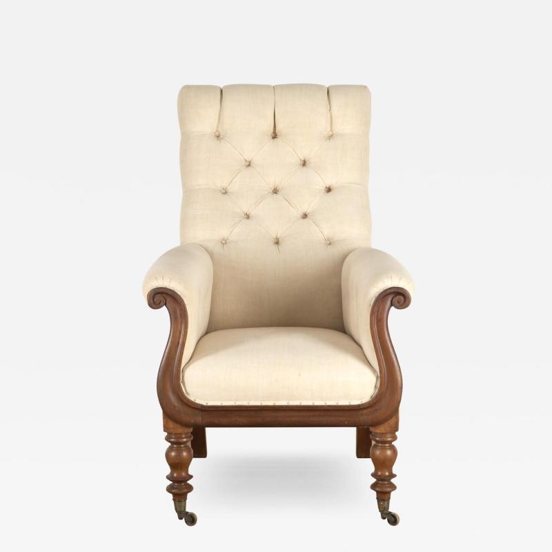 English 19th Century Mahogany Library Armchair