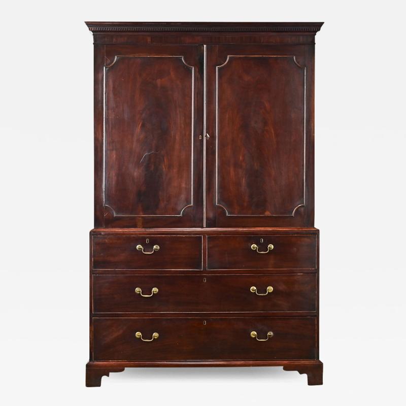 English 19th Century Mahogany Linen Press