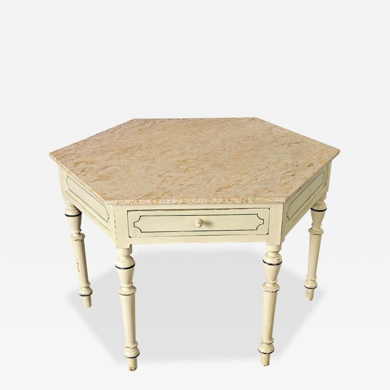 English 19th Century Octagonal Table with Marble Top