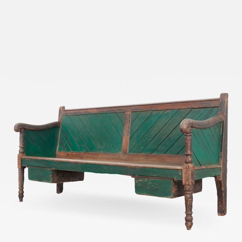 English 19th Century Painted Hall Bench